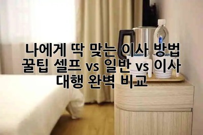 나에게 딱 맞는 이사 방법 꿀팁🍯 셀프 vs 일반 vs 이사 대행 완벽 비교!